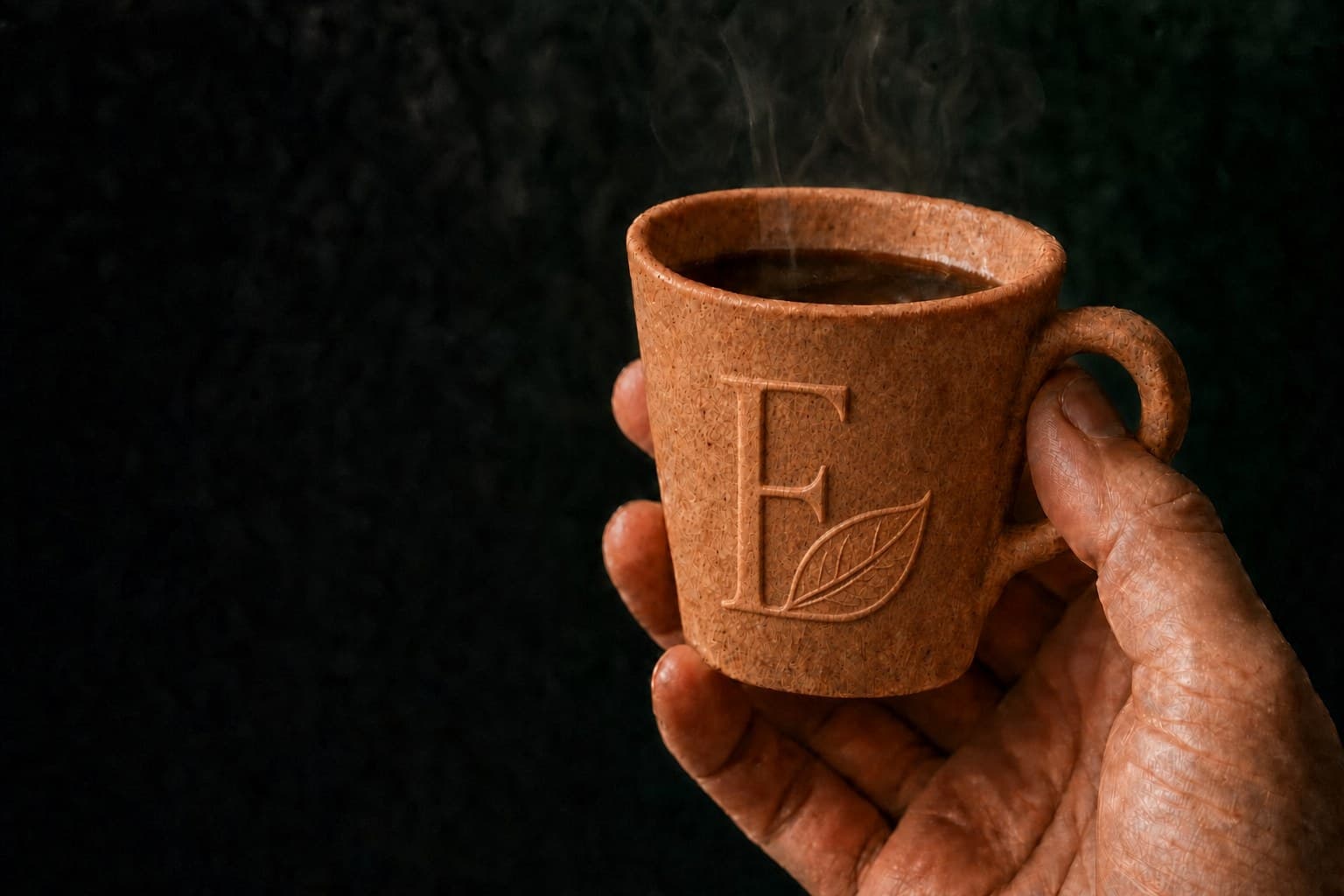 Taza comestible Ecotaza servida con café